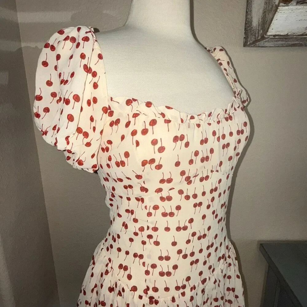 NWT Reformation x Anthropologie Womens Cherry Davonne Mini Dress Cream Sz 8 - Picture 11 of 16